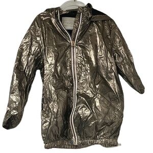 Next gold metallic girls windbreaker lightweight hooded raincoat size 5
